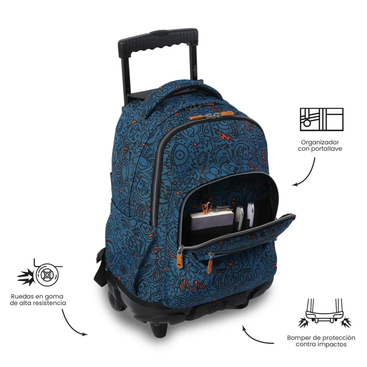 Mochila escolar con ruedas Totto Renglones - Grafer - Imagen 7
