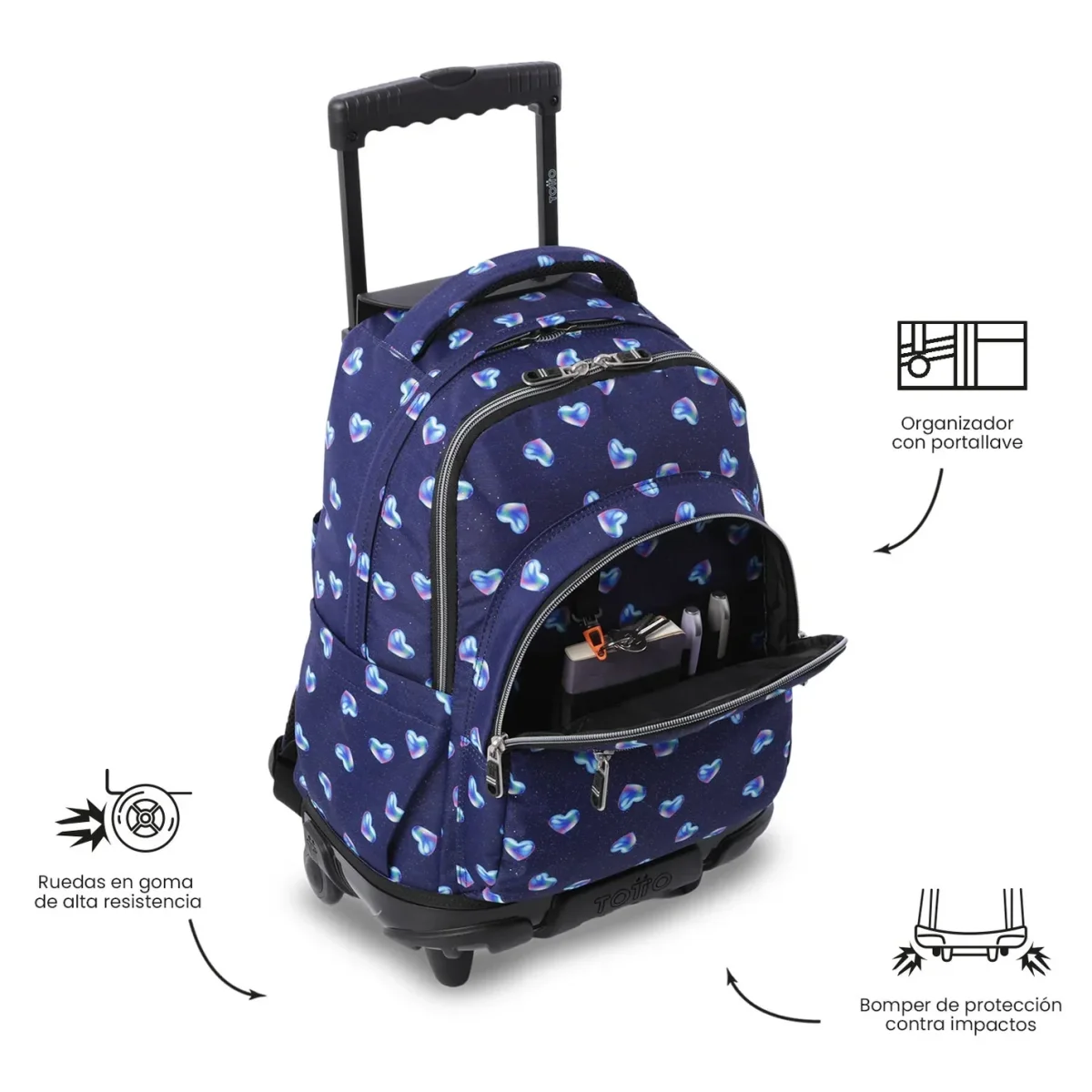 Mochila escolar con ruedas Totto Renglones - Nacary - Imagen 7