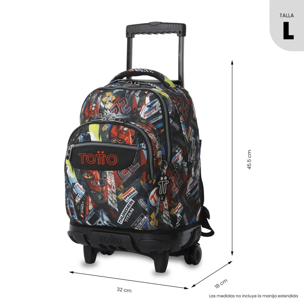 Mochila escolar con ruedas Totto Renglones - Rally Red - Imagen 4