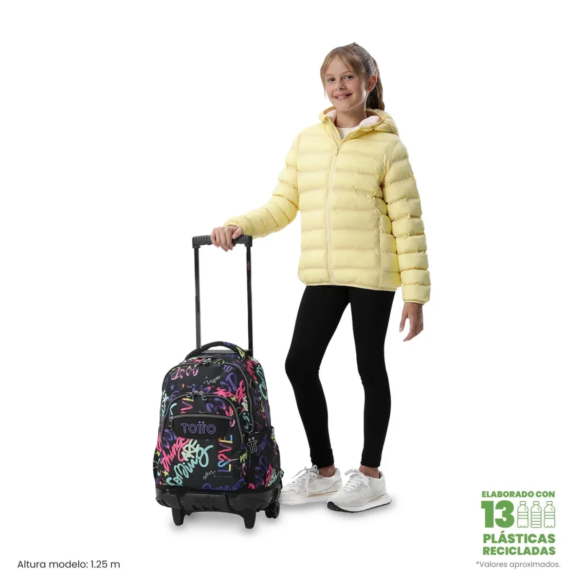 Mochila escolar con ruedas Totto Renglones - Letry - Imagen 3