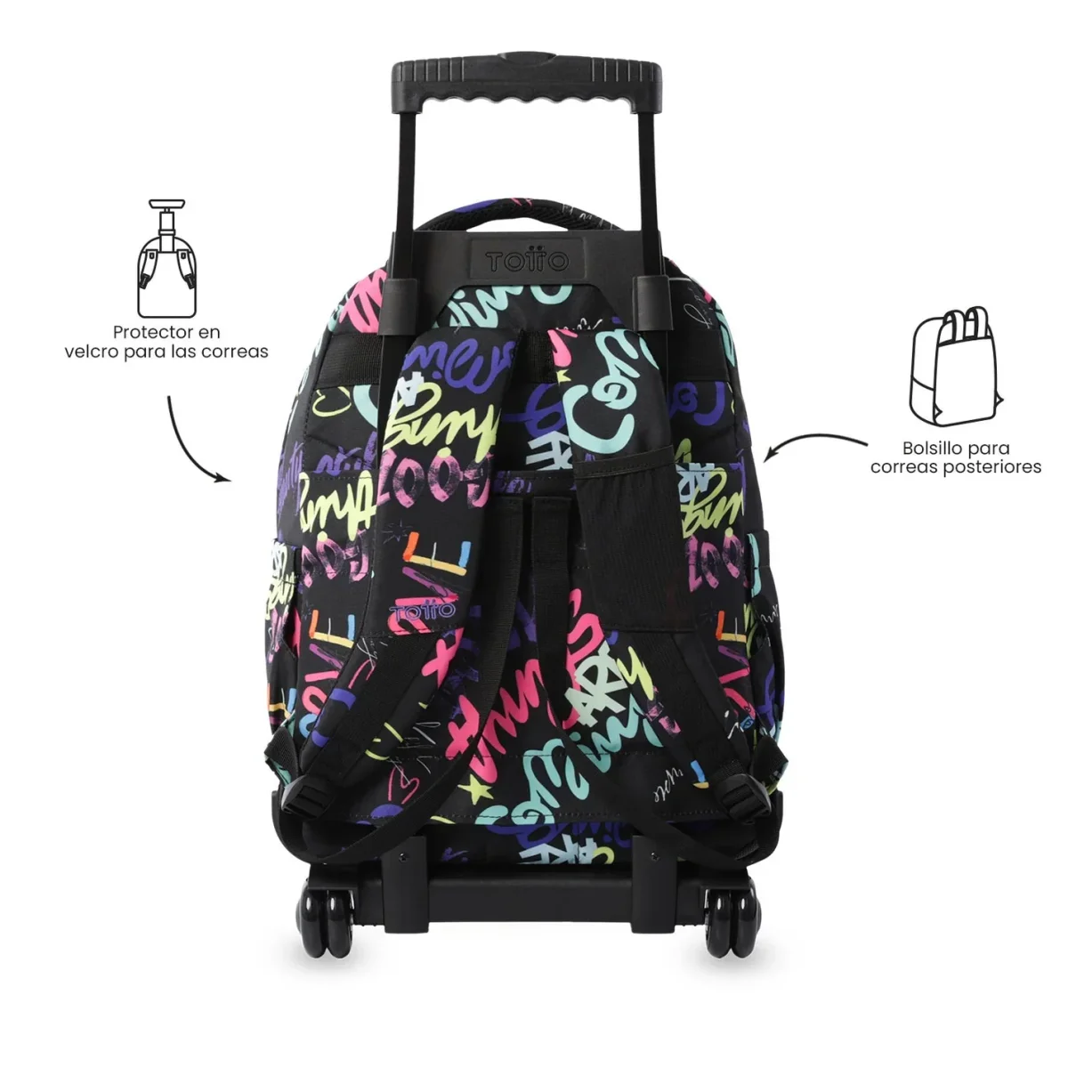 Mochila escolar con ruedas Totto Renglones - Letry - Imagen 5