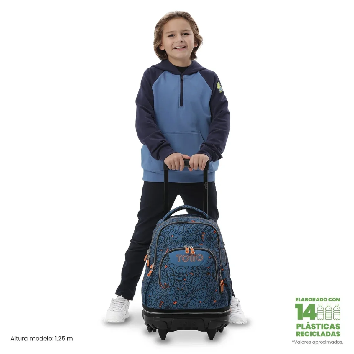 Mochila escolar ruedas desmontable Totto Tiza - Grafer - Imagen 3