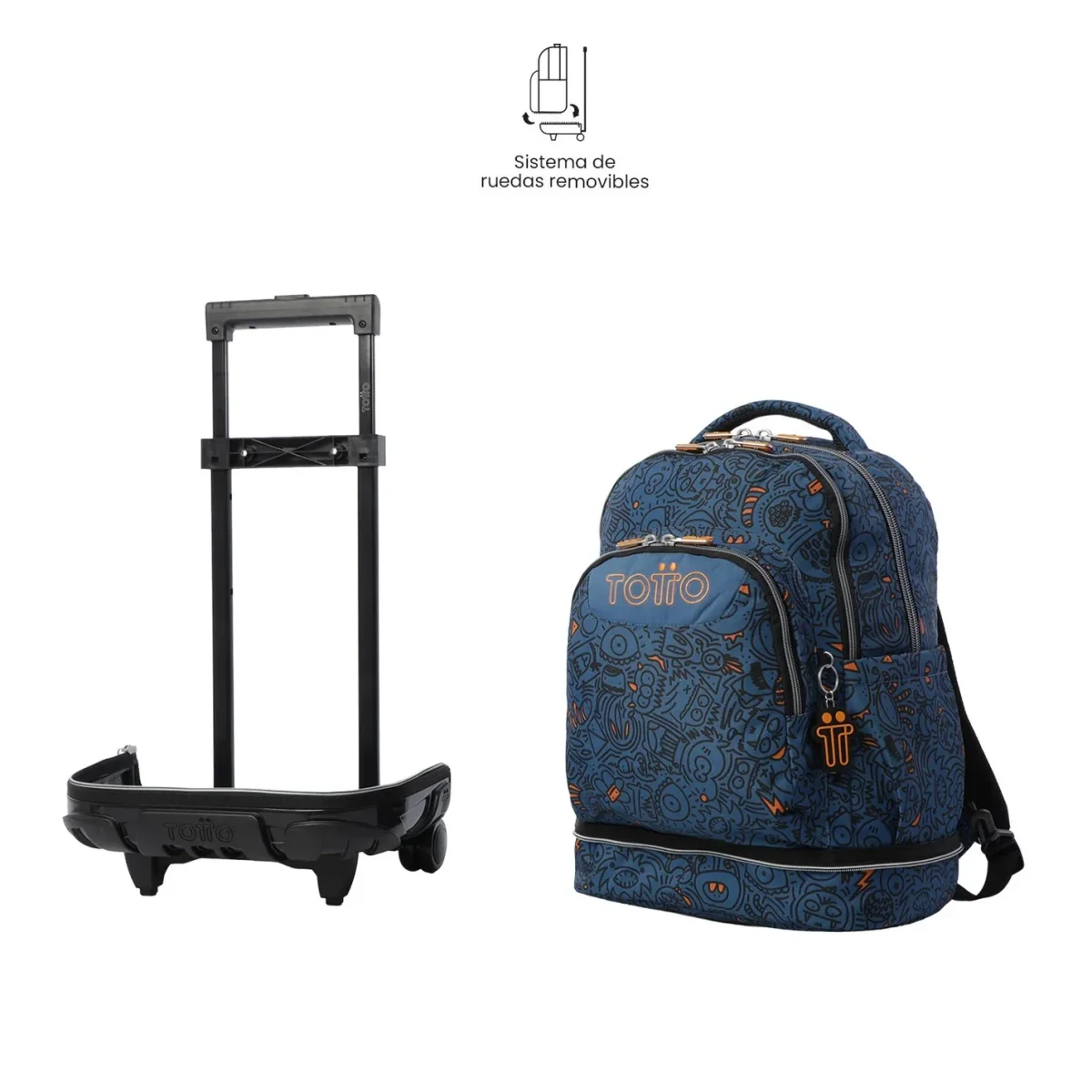 Mochila escolar ruedas desmontable Totto Tiza - Grafer - Imagen 7