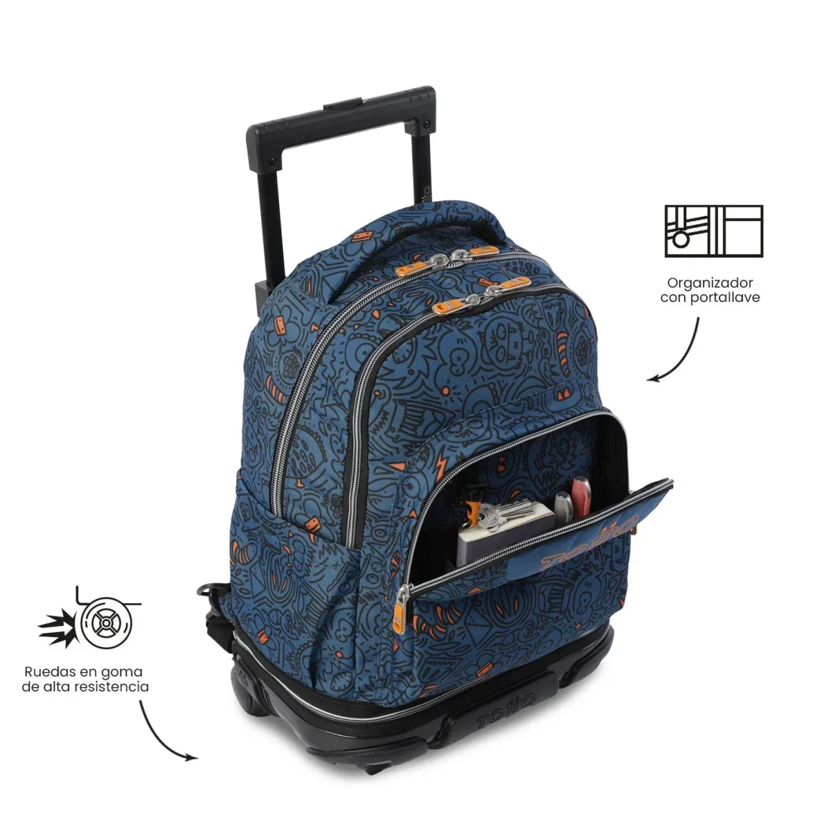 Mochila escolar ruedas desmontable Totto Tiza - Grafer - Imagen 9