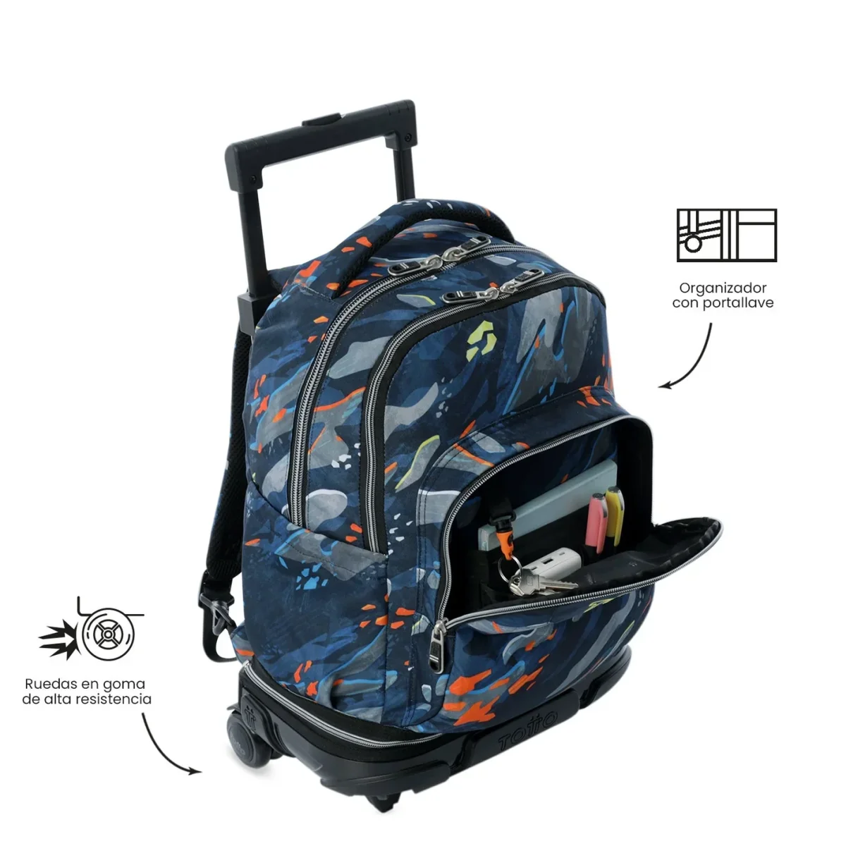 Mochila escolar ruedas desmontable Totto Tiza - Groove - Imagen 8