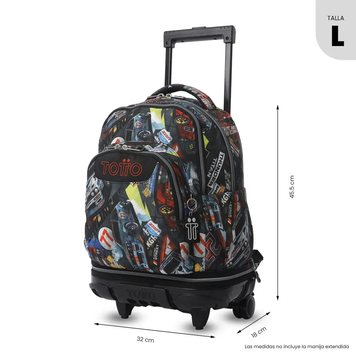 Mochila escolar ruedas desmontable Totto Tiza - Rally Red - Imagen 5