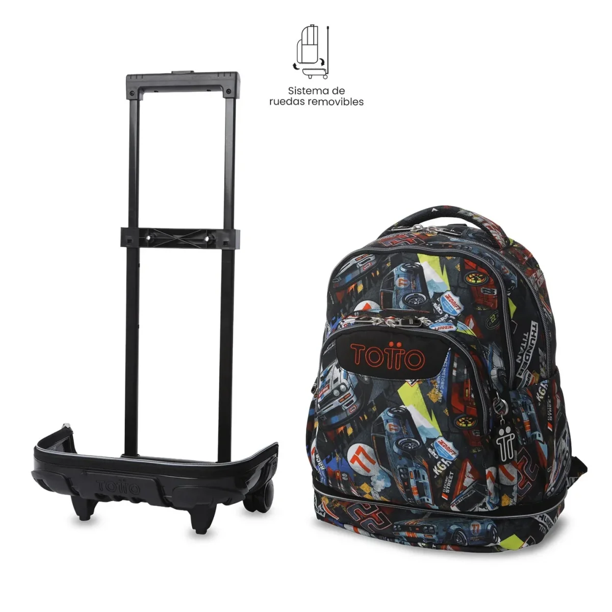 Mochila escolar ruedas desmontable Totto Tiza - Rally Red - Imagen 4