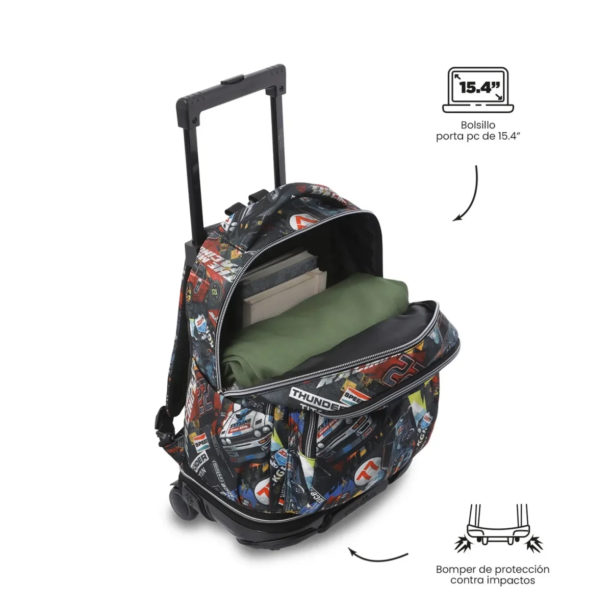 Mochila escolar ruedas desmontable Totto Tiza - Rally Red - Imagen 8