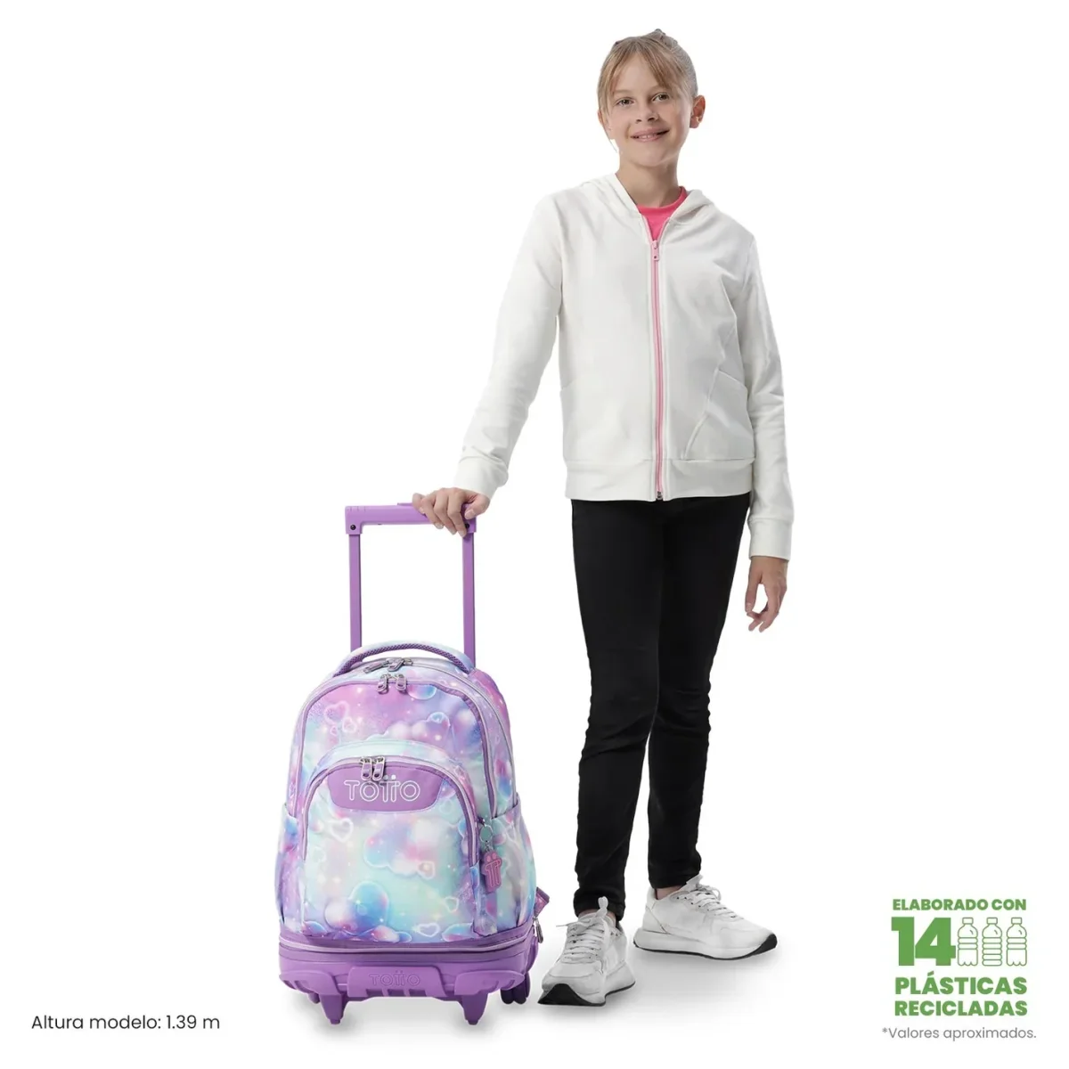 Mochila escolar ruedas desmontable Totto Tiza - Korina - Imagen 3