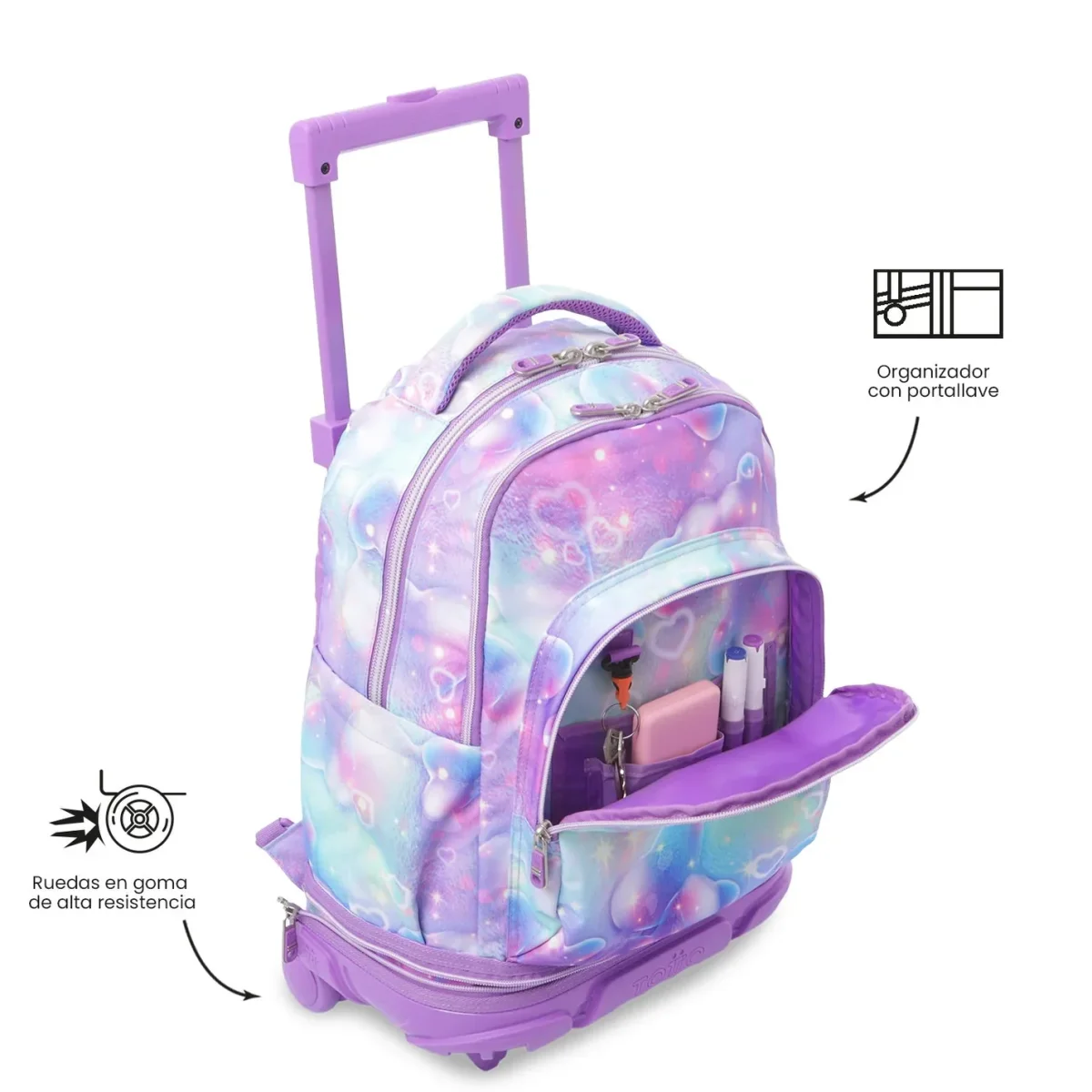 Mochila escolar ruedas desmontable Totto Tiza - Korina - Imagen 9