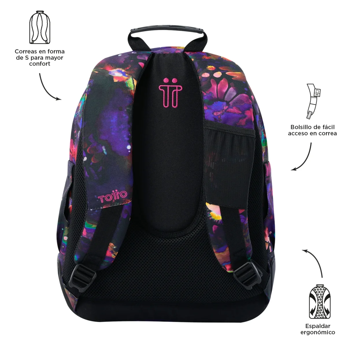 Mochila escolar Totto Rayol - Flower Galaxy - Imagen 5
