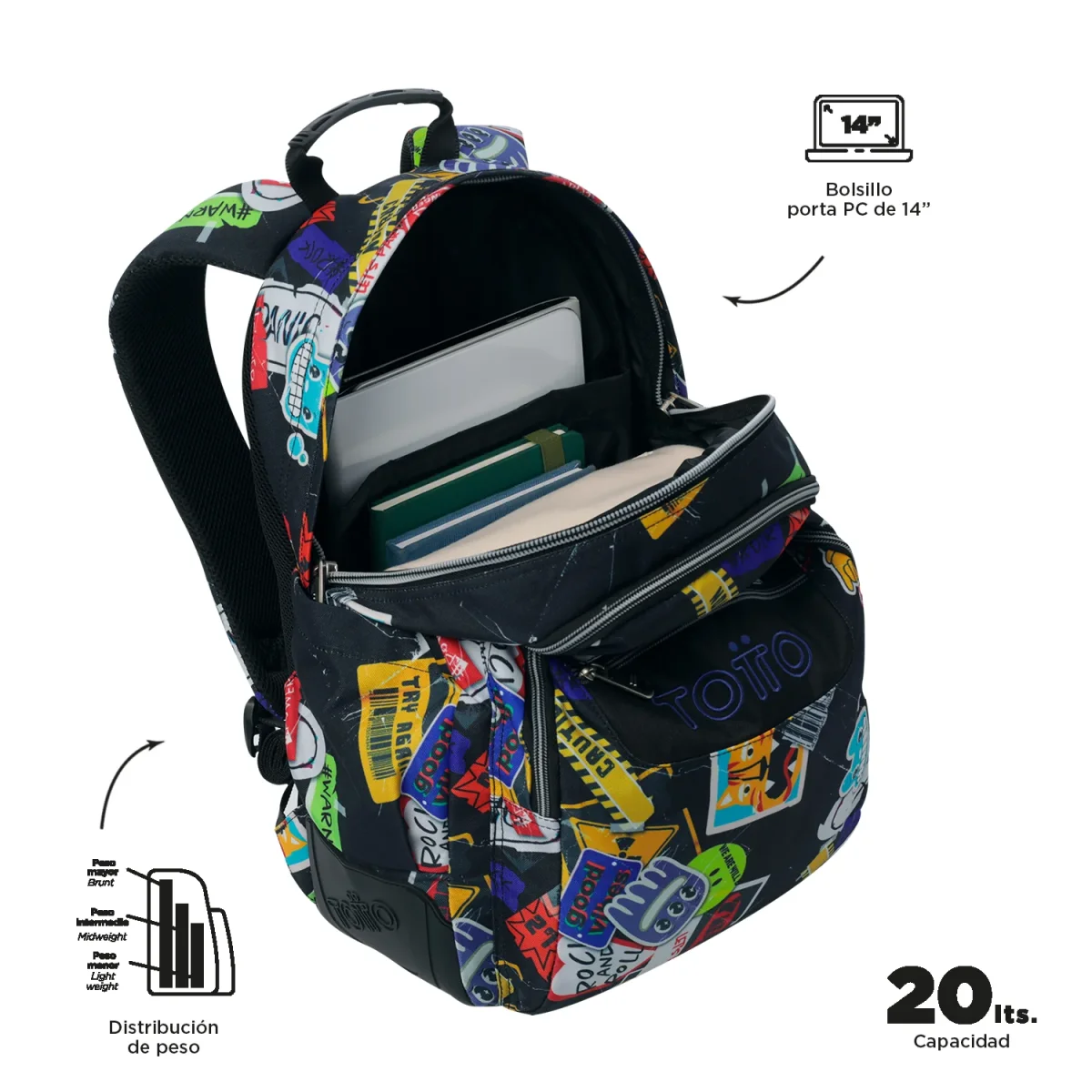 Mochila escolar Totto Rayol - Sticky - Imagen 6