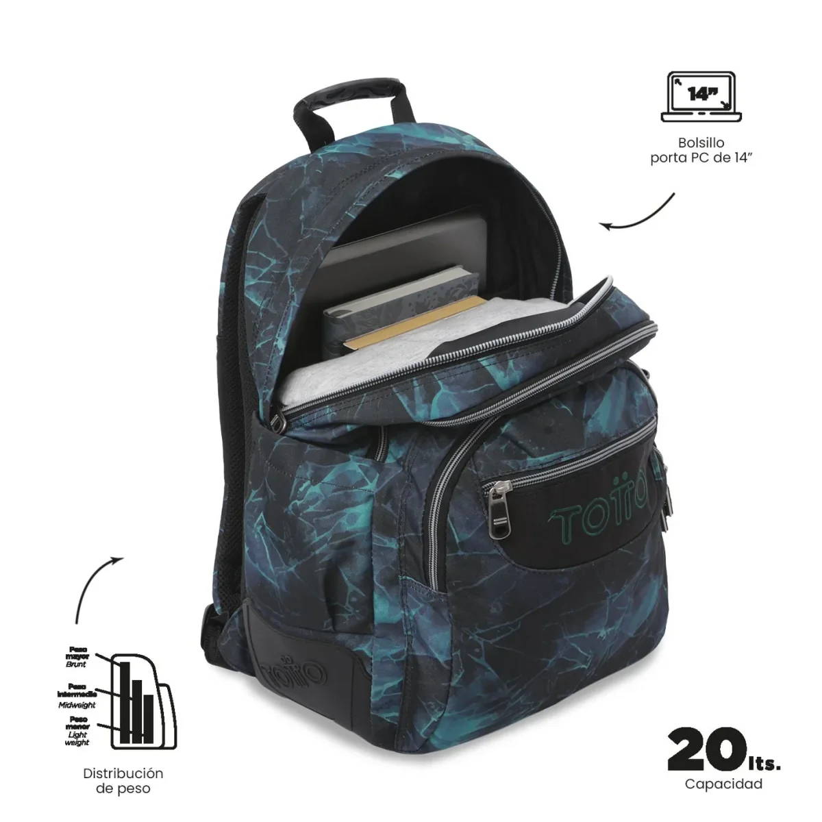 Mochila escolar Totto Rayol - Gelido - Imagen 6