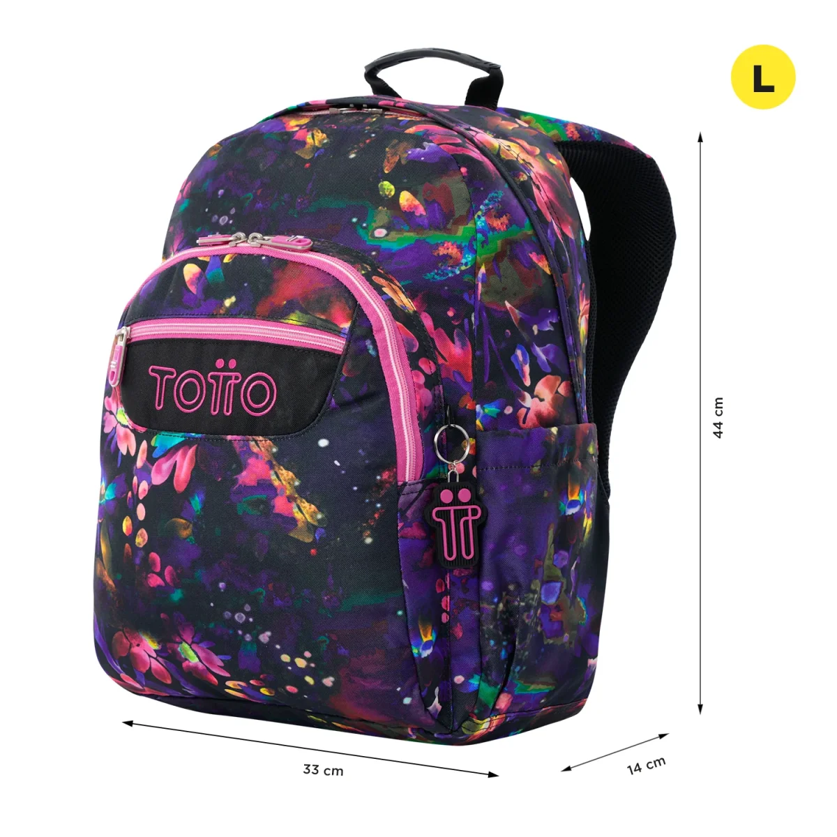 Mochila escolar adaptable a carro Totto Acuareles - Flower Galaxy - Imagen 4