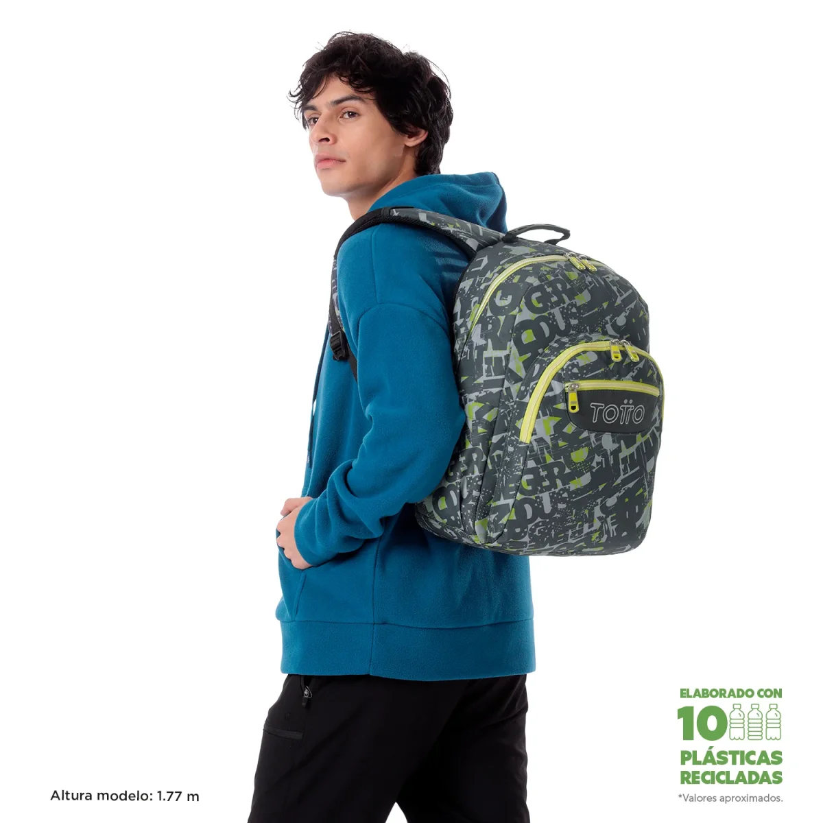 Mochila escolar adaptable a carro Totto Acuareles - Texgrunge - Imagen 3