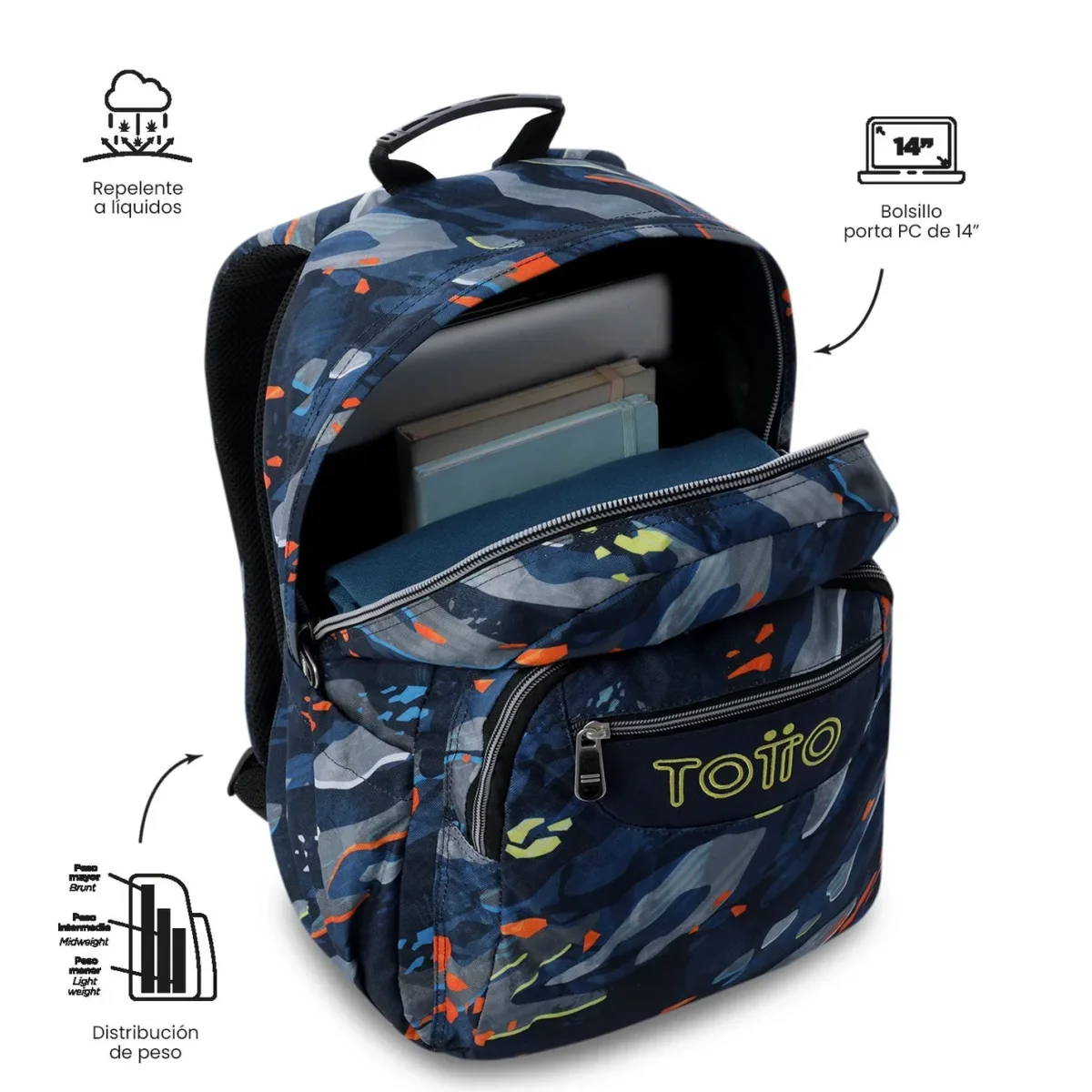 Mochila escolar adaptable a carro Totto Acuareles - Groove - Imagen 6