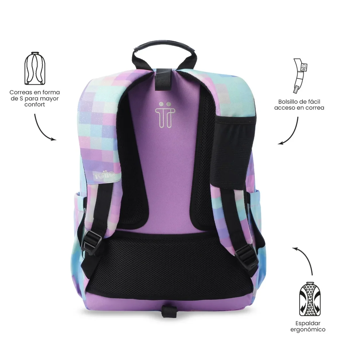 Mochila escolar adaptable a carro Totto Acuareles - Pixelly - Imagen 5
