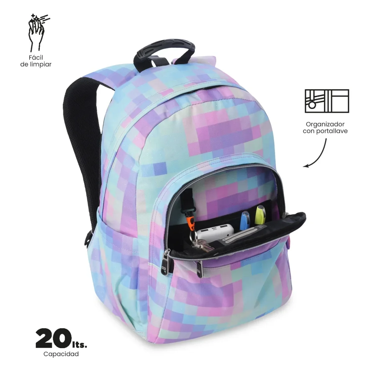 Mochila escolar adaptable a carro Totto Acuareles - Pixelly - Imagen 7
