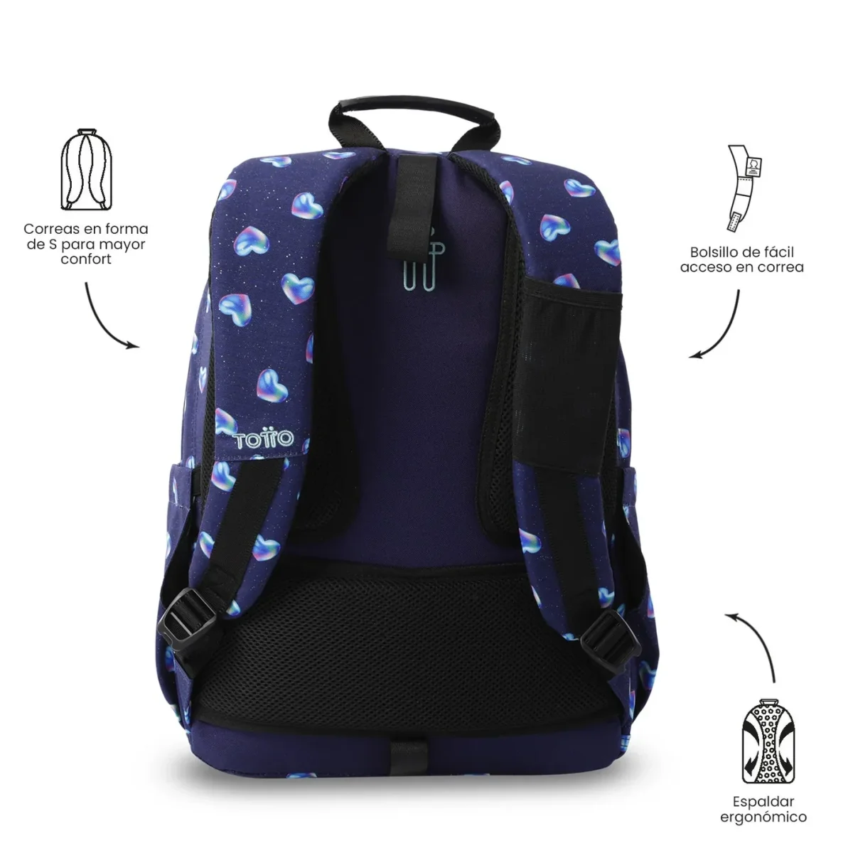 Mochila escolar adaptable a carro Totto Acuareles - Nacary - Imagen 5