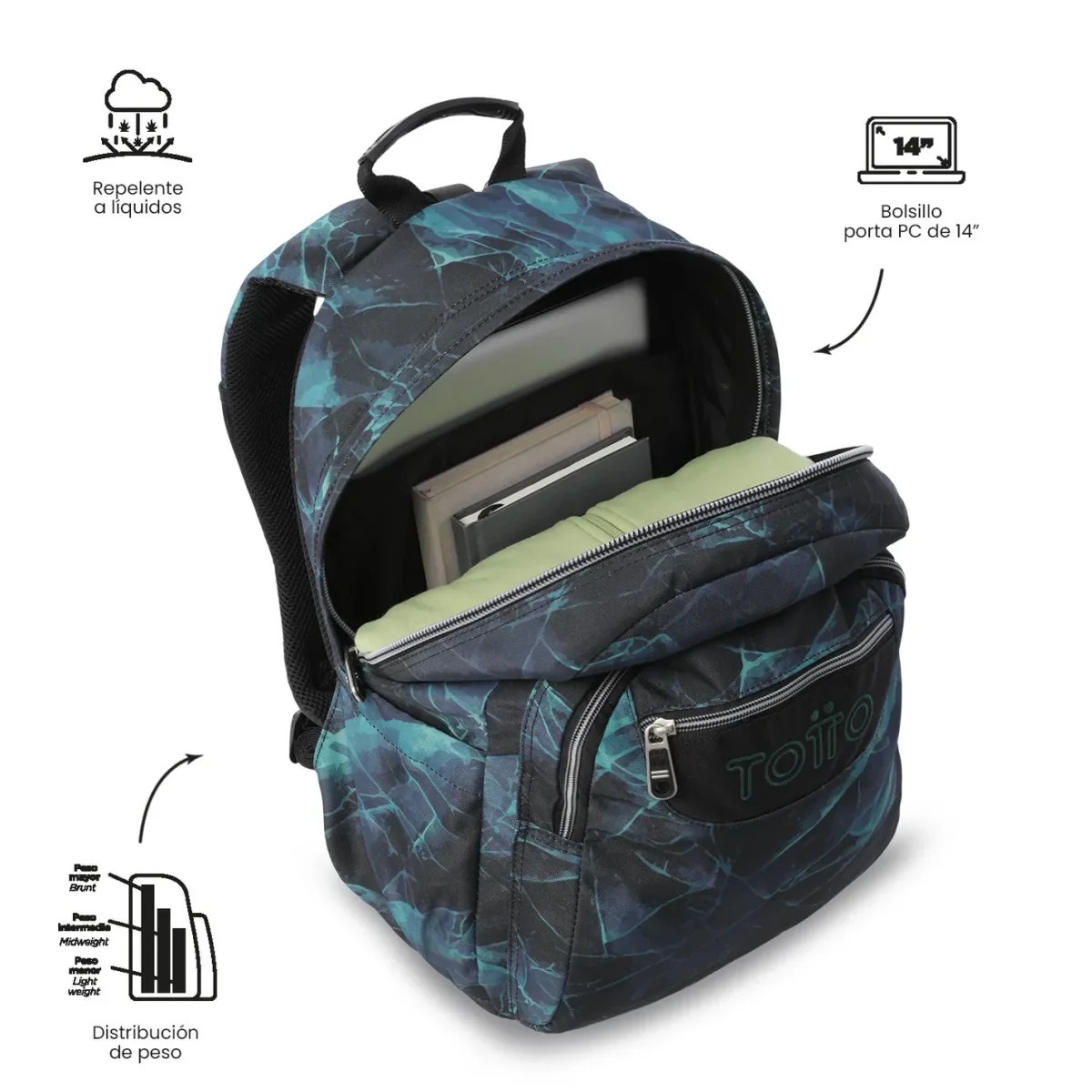 Mochila escolar adaptable a carro Totto Acuareles - Gelido - Imagen 6