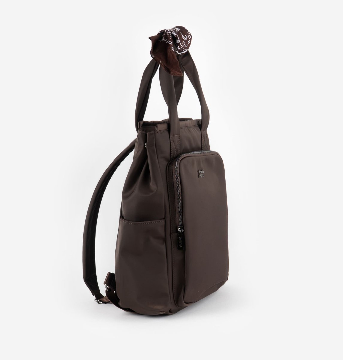 Mochila Nylon y Bandana Marrón Chocolate Victoria - Imagen 4