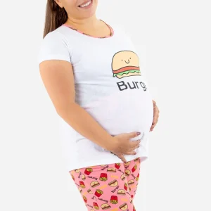 Pijama de Maternidad Con Estampado De Hamburguesita.