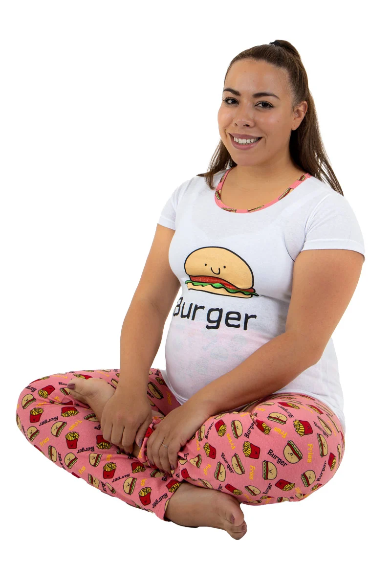 Pijama de Maternidad Con Estampado De Hamburguesita. - Imagen 6