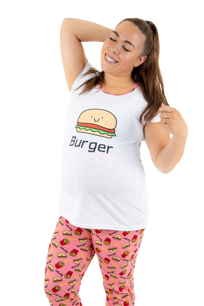 Pijama de Maternidad Con Estampado De Hamburguesita. - Imagen 3