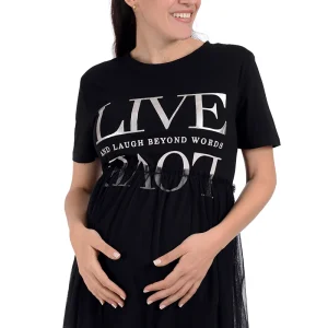 Playera Moderna de Maternidad MAMA MIA Maternity con Falditas de Mesh