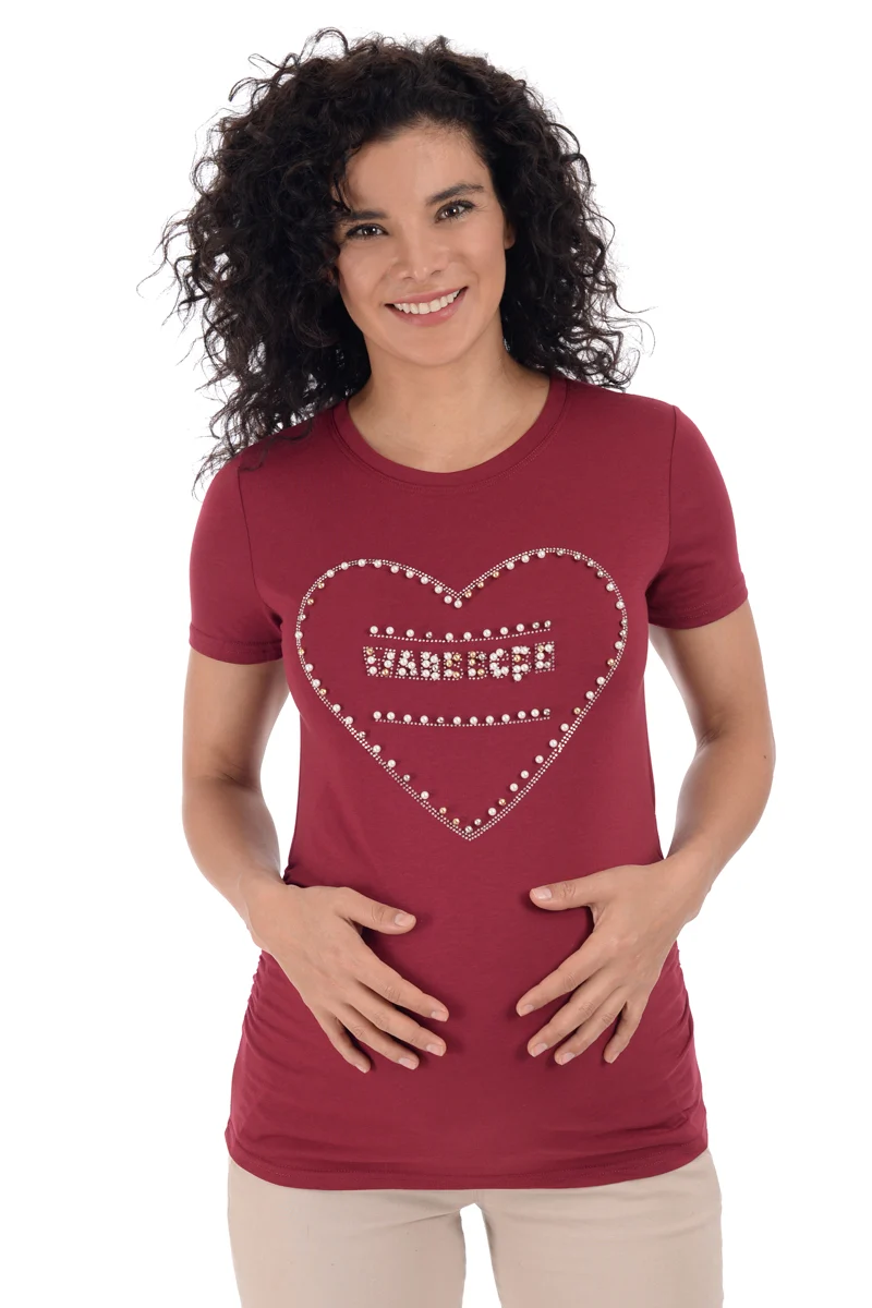 Playera de Embarazada MAMA MIA Maternity con Estampado Brilloso al Frente - Imagen 3