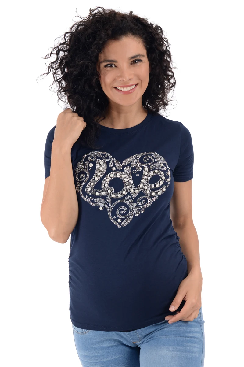 Playera de Maternidad Con Estampado Brilloso Love - Imagen 3