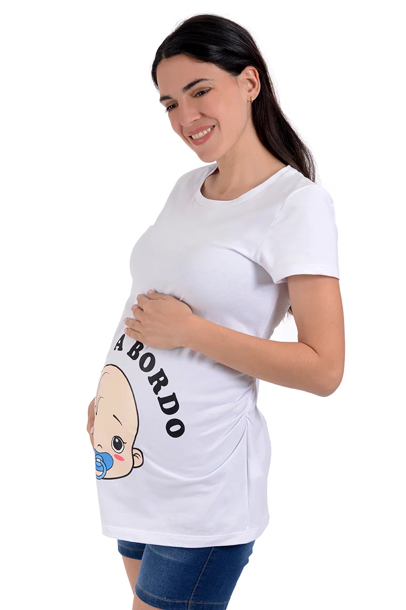 Playera para embarazada con estampado de Bebé "Bebé a Bordo" - Imagen 4
