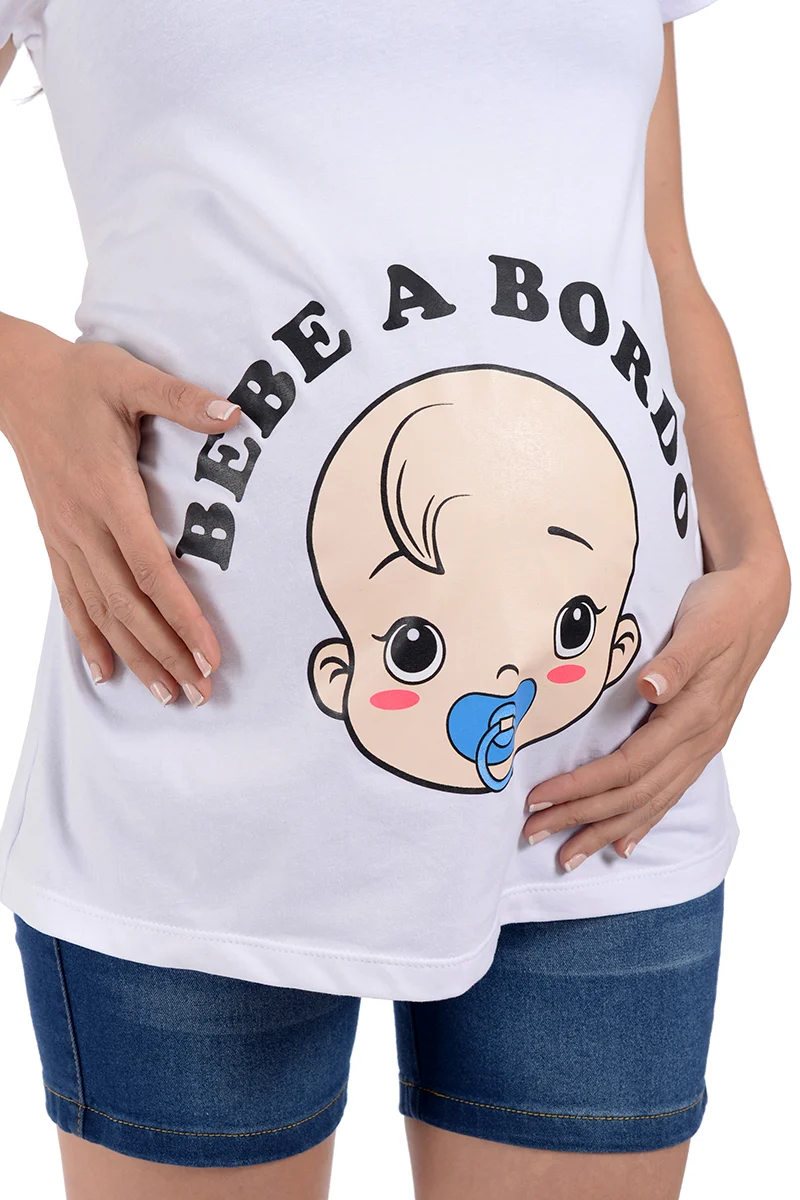 Playera para embarazada con estampado de Bebé "Bebé a Bordo" - Imagen 3