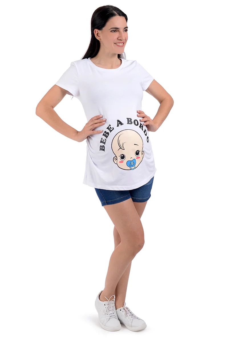Playera para embarazada con estampado de Bebé "Bebé a Bordo" - Imagen 6