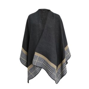 Poncho Don Algodón Negro con Cuadros