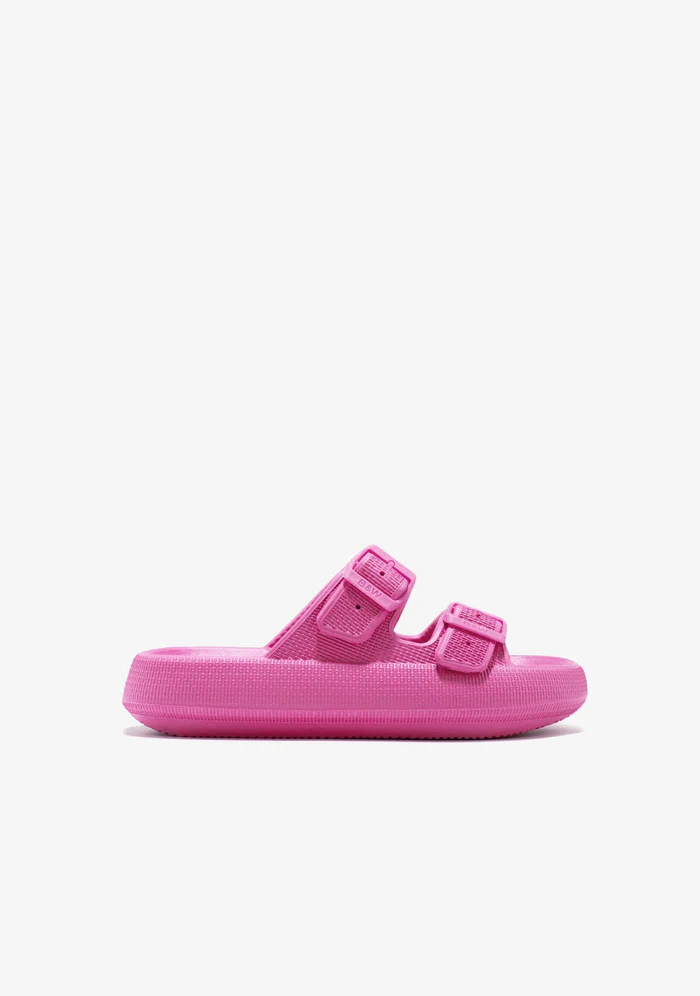 Sandalias doble Hebilla Fucsia