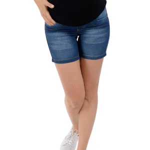 Short de Maternidad MAMA MIA Maternity de Panel Alto y Efecto Deslavado