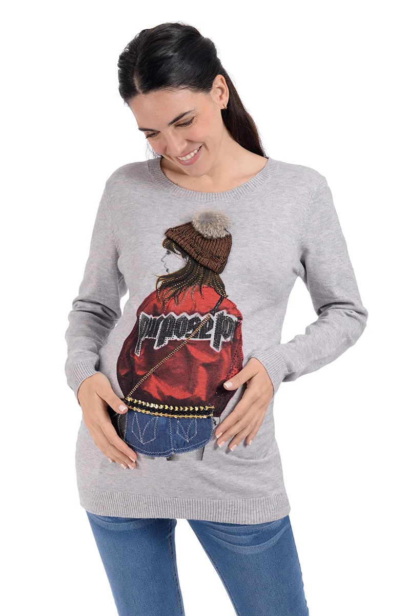 Sueter de Maternidad Con Lindo Estampado Texturizado. - Imagen 7