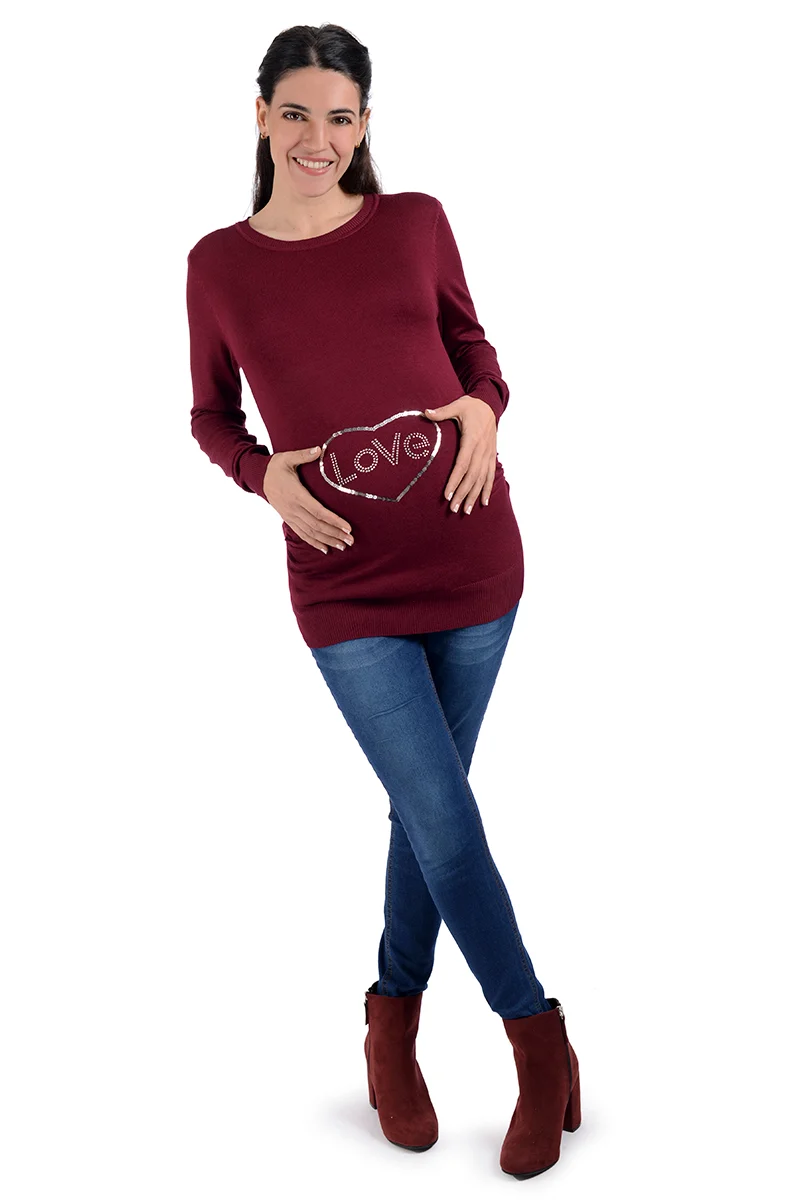 Sueter de Maternidad MAMA MIA Maternity con Estampado Brilloso Love - Imagen 5