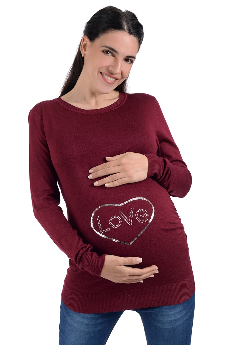 Sueter de Maternidad MAMA MIA Maternity con Estampado Brilloso Love