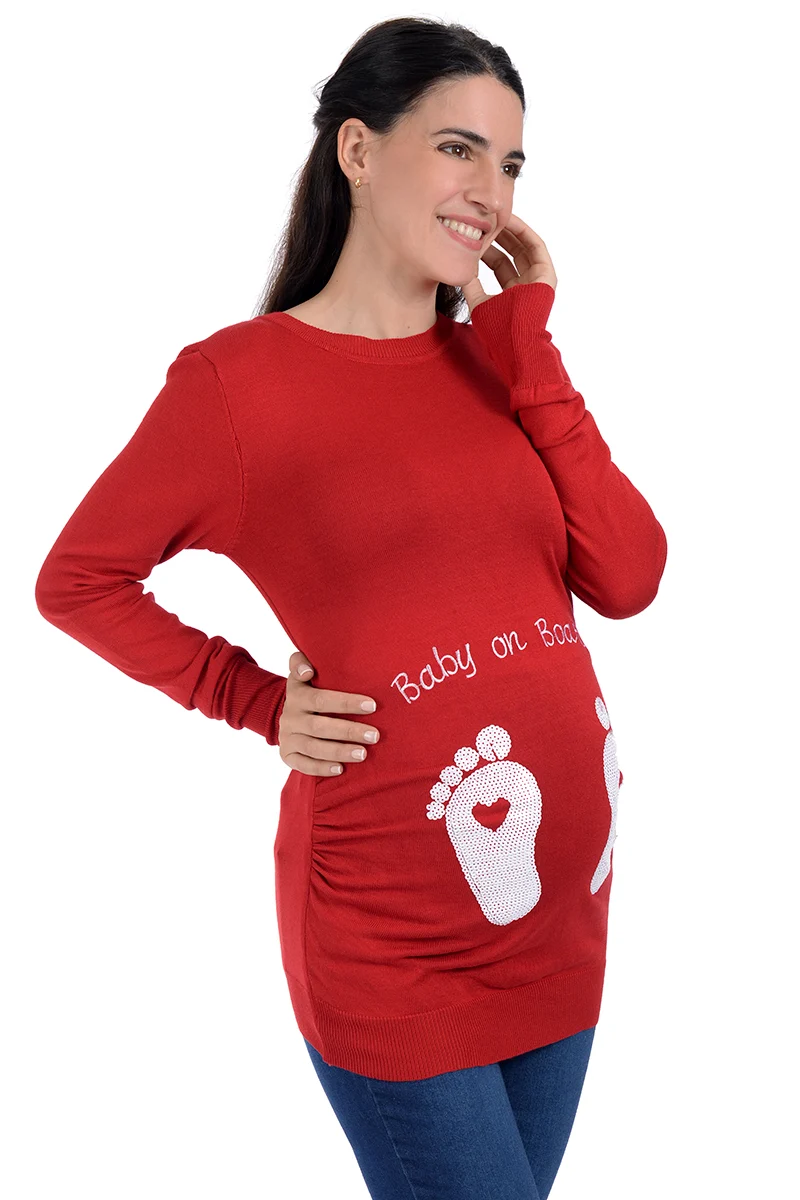 Sueter de Maternidad Divertido Estampado de Huellitas. - Imagen 8