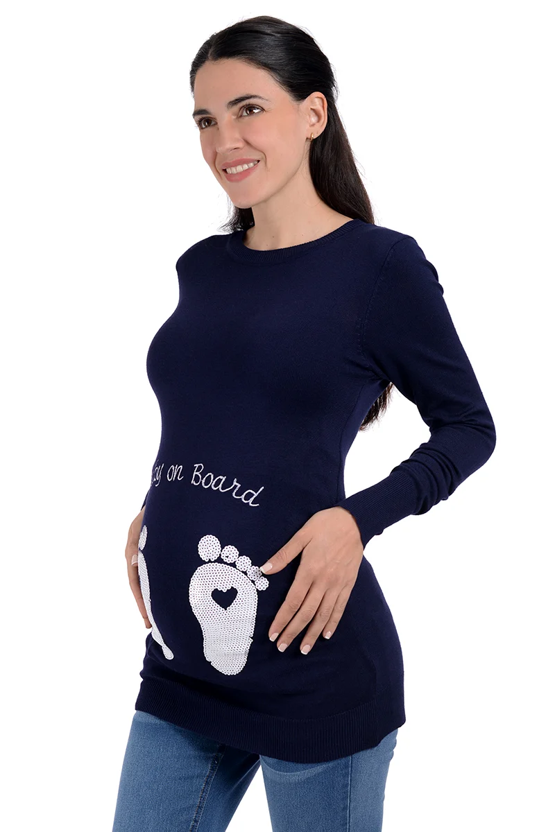 Sueter de Maternidad Divertido Estampado de Huellitas. - Imagen 3
