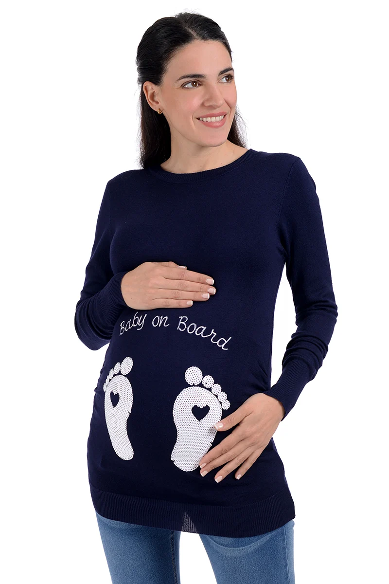 Sueter de Maternidad Divertido Estampado de Huellitas.