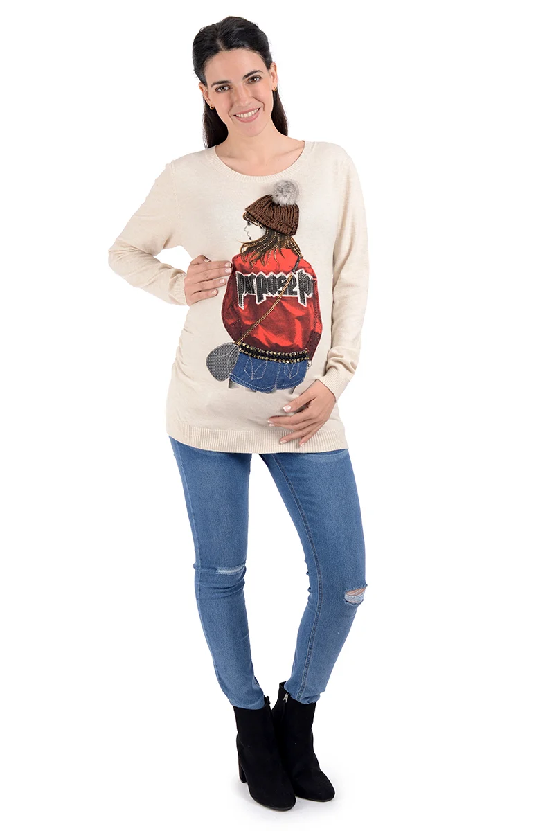 Sueter de Maternidad Con Lindo Estampado Texturizado. - Imagen 6