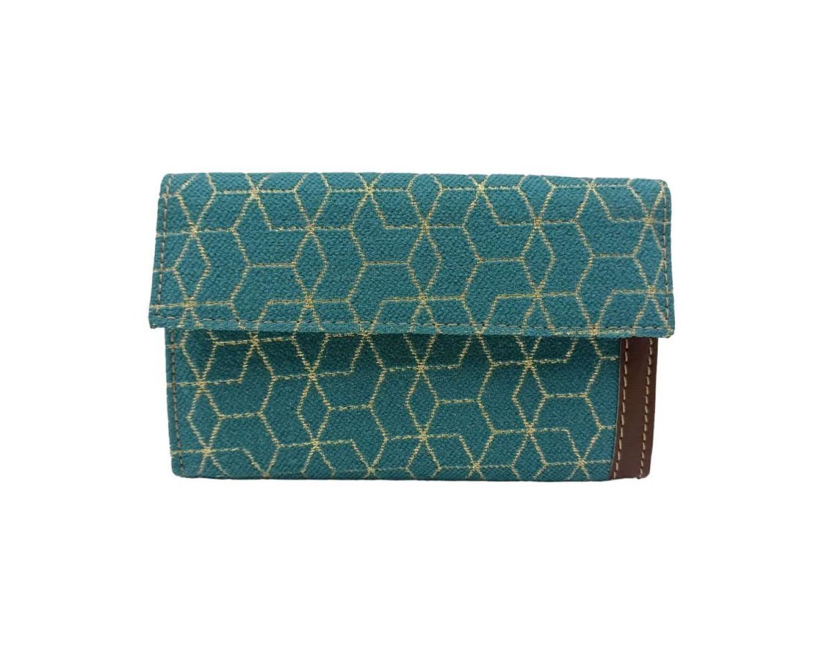 Billetero Canpiel 15cm Textil-Piel Turquesa Dibujo dorado - Imagen 3