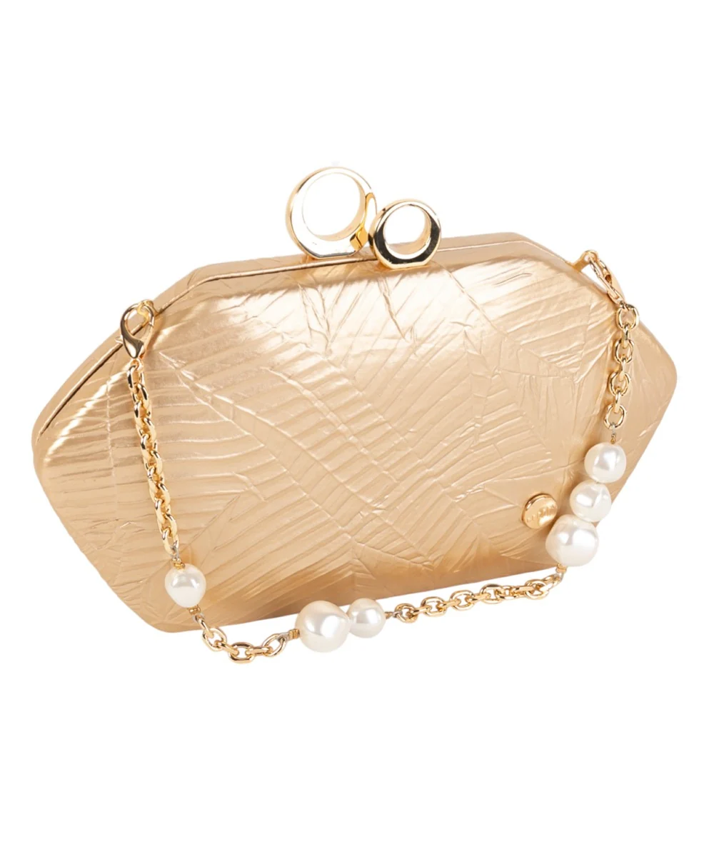Bolso de Fiesta tipo Clutch Volum Dione Oro - Imagen 3