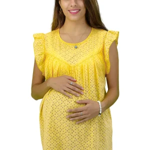 Blusa de Maternidad de Manga Corta Con Holanes