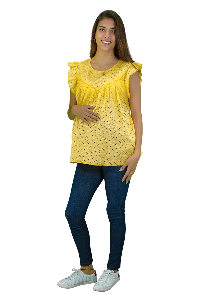 Blusa de Maternidad de Manga Corta Con Holanes - Imagen 6