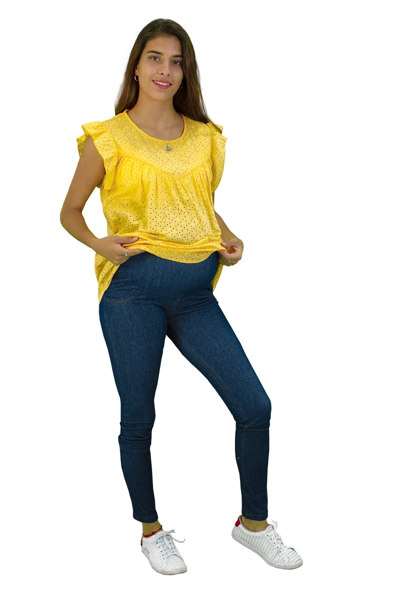 Blusa de Maternidad de Manga Corta Con Holanes - Imagen 4