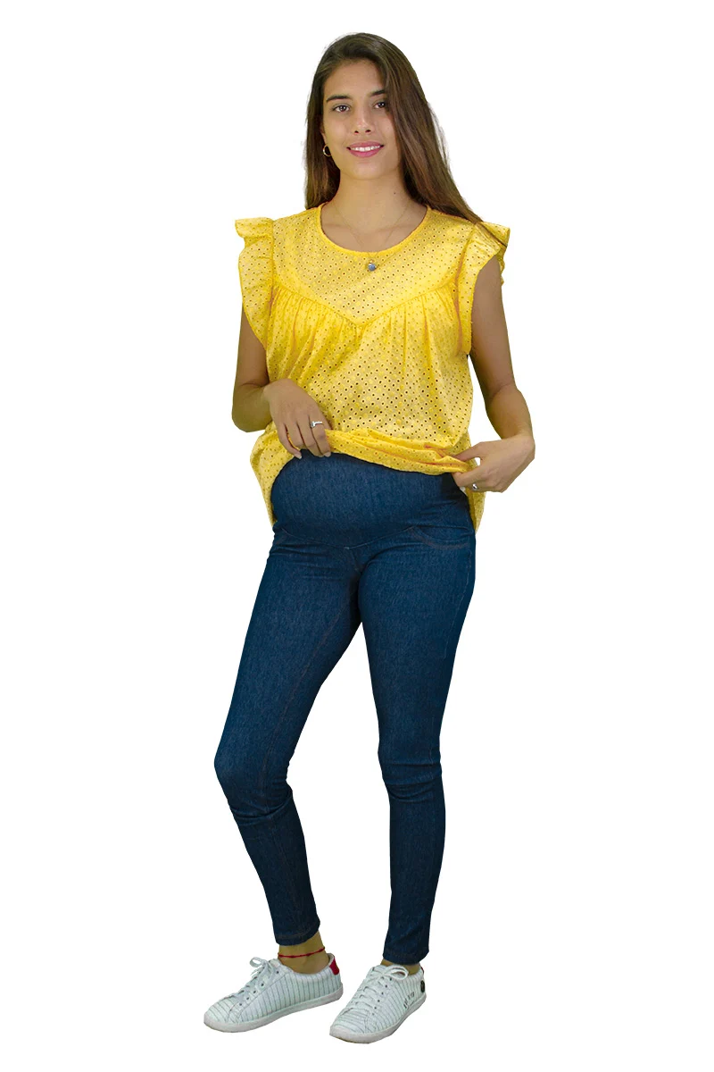 Blusa de Maternidad de Manga Corta Con Holanes - Imagen 3